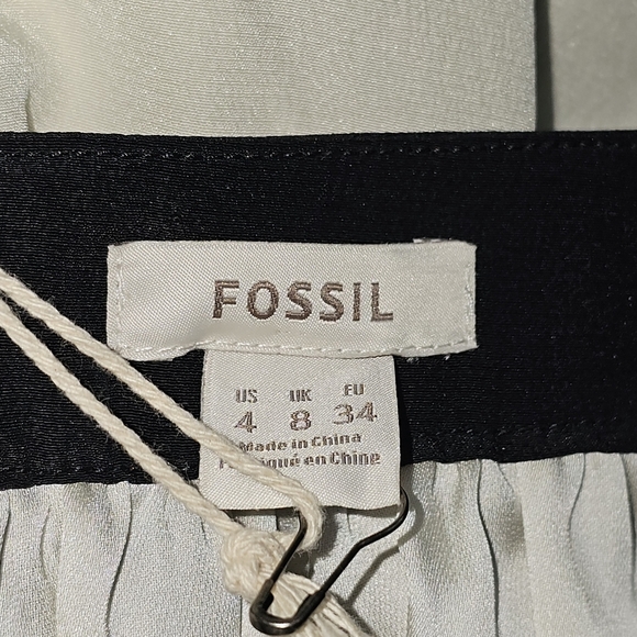 Fossil Silk Striped Mini Skirt Sz 4 Skater,Preppy - Picture 11 of 13